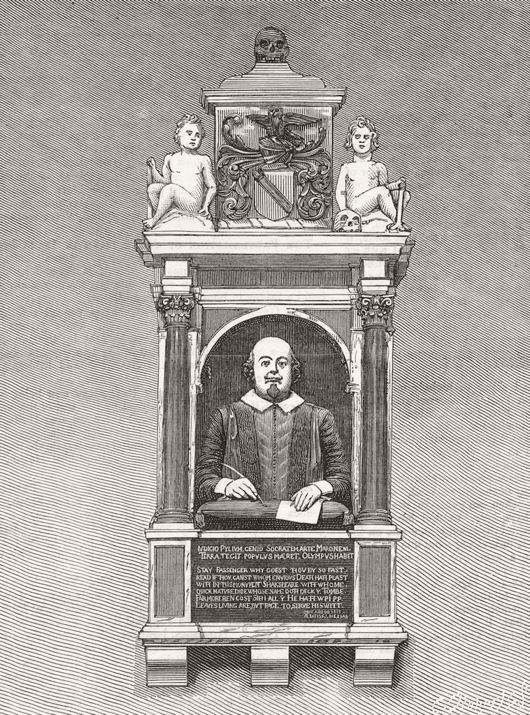 WARCS. Monument in Stratford Church 1877 old antique vintage print picture